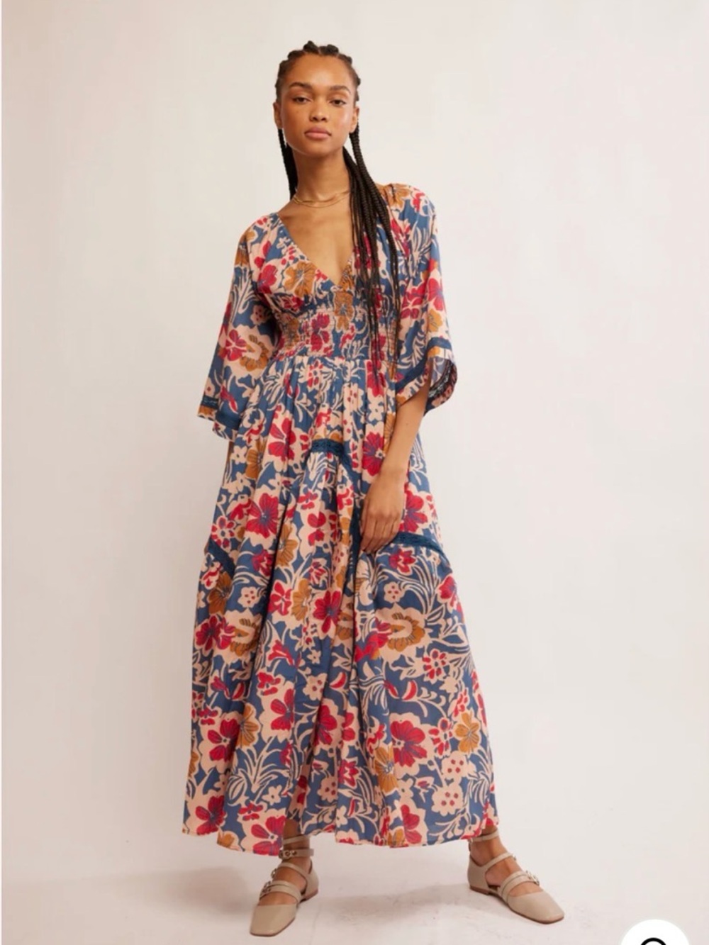 Free People Dixie printed smocked maxi dress